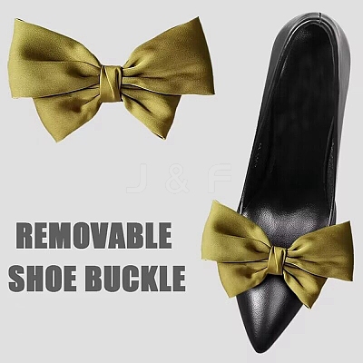 Detachable Ribbon Satin Bowknot Shoe Decoration AJEW-WH0502-33G-1