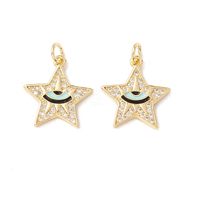 Brass Micro Pave Clear Cubic Zirconia Pendants ZIRC-P098-04G-01-1