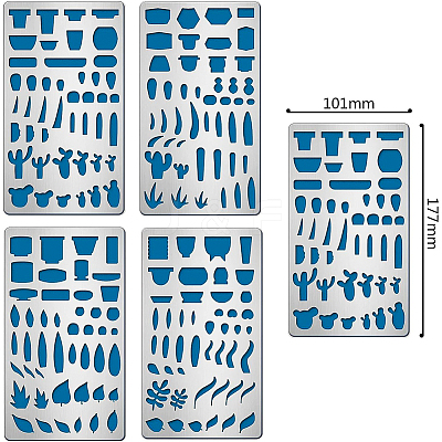 4Pcs 4 Style 304 Stainless Steel Cutting Dies Stencils DIY-BC0003-56-1