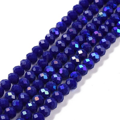 Electroplate Opaque Solid Color Glass Beads Strands X1-EGLA-A034-P6mm-L12-1