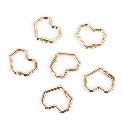 6Pcs Heart Alloy Spring Gate Rings FIND-TA0011-14A-1