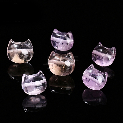 Natural Amethyst Faceless Cat Head Beads PW-WGB8F95-01-1