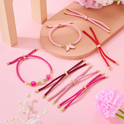5Pcs 5 Colors Polyester Cord Bracelet Making MAK-TA0001-40-1