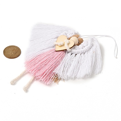 Angel Handmade Woven Macrame Cotton Thread Pendant Decorations HJEW-JM02454-1