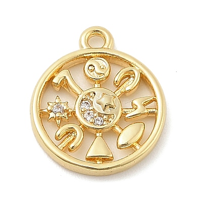 Brass Micro Pave Cubic Zirconia Pendants KK-I380-20G-1