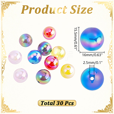 30Pcs UV Plating Opaque Acrylic Beads OACR-PH0004-83-1