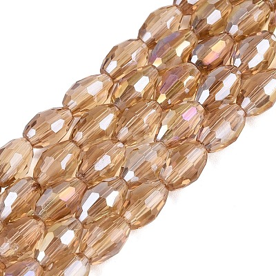 Electroplate Transparent Glass Beads Strands GL-N002-01A-A08-1
