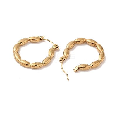 Oval Bubble 201 Stainless Steel Half Hoop Earrings for Women EJEW-G385-35G-1