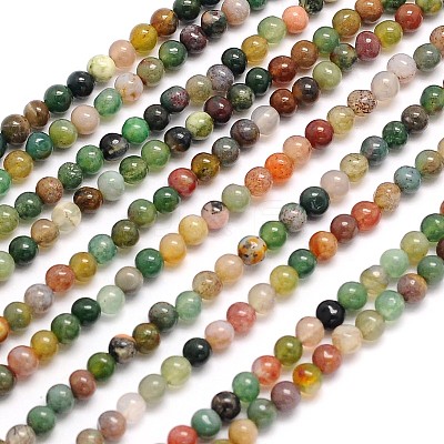 Natural Indian Agate Round Beads Strands X-G-N0166-23-3mm-1
