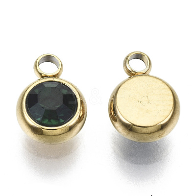 PVD Vacuum Plating 201 Stainless Steel Rhinestone Charms X-STAS-S068-05G-1