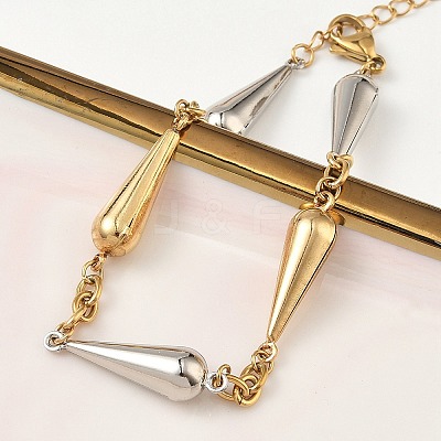 Two Tone 304 Stainless Steel Link Bracelets for Women BJEW-A169-02GP-1