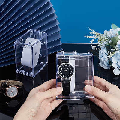 PS Plastic Single Watch Display Cases CON-WH0095-144A-1