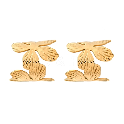 Flower with C-Shaped 304 Stainless Steel Stud Earrings for Women EJEW-A131-01C-G-1