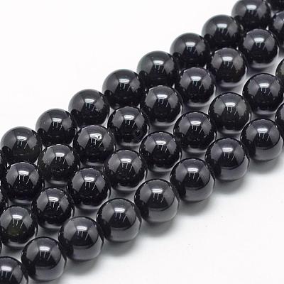 Natural Obsidian Beads Strands G-R446-6mm-24-1