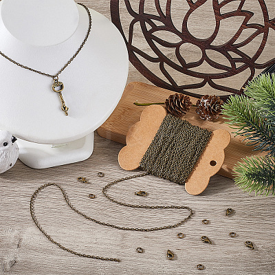 DIY Iron Chains Necklaces Making Kits DIY-SC0029-14E-1