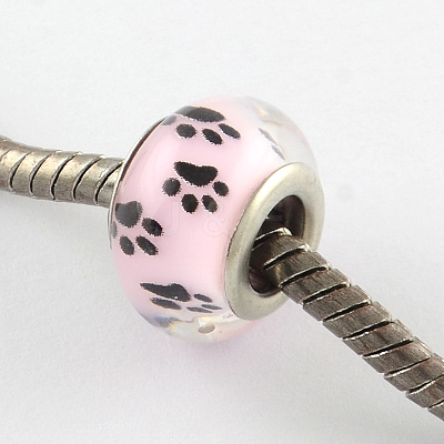 Large Hole Dog Paw Prints Pattern Resin European Beads OPDL-Q129-224A-1
