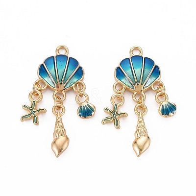 Alloy Enamel Pendants X-ENAM-S126-118B-NR-1
