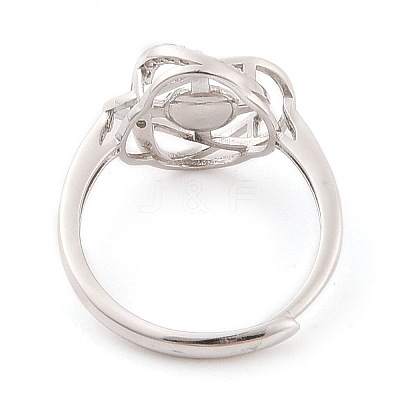 925 Sterling Silver Micro Pave Cubic Zirconia Design Ring Mounts Fittings with Pearl Seat STER-B003-14P-1