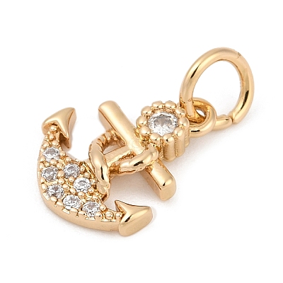 Brass Micro Pave Cubic Zirconia Charms KK-Q096-03A-G-1
