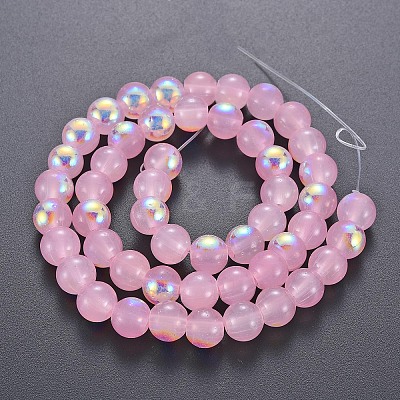 Spray Painted Glass Beads Strands X-GGLA-S058-001C-01-1