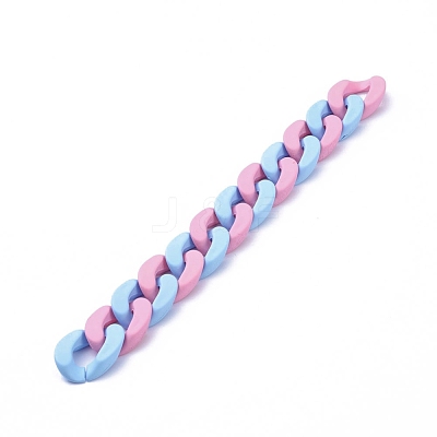 Handmade Opaque Spray Painted Acrylic Curb Chains AJEW-JB00618-02-1