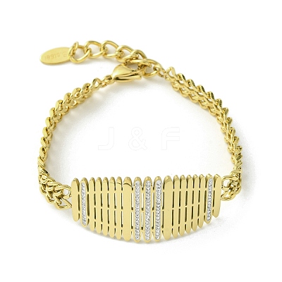 Cubic Zirconia Oval Link Bracelet with 304 Stainless Steel Chains BJEW-Q775-02G-1
