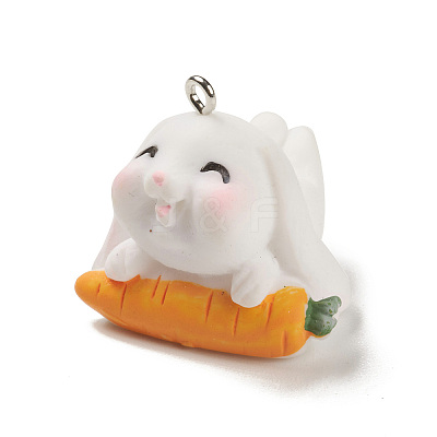 Opaque Resin Cute Bunny Pendants RESI-K023-02-1