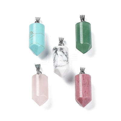 Natural & Synthetic Mixed Gemstone Pointed Pendants G-E596-02P-1