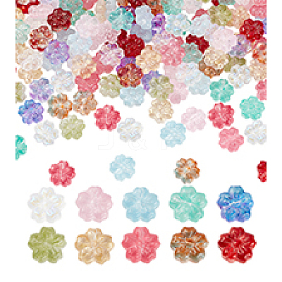 200Pcs 10 Colors Spray Painted Transparent Glass Beads GLAA-PH0003-41-1