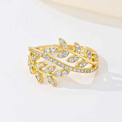 Brass Micro Pave Cubic Zirconia Finger Rings for Women PB9120-4-1