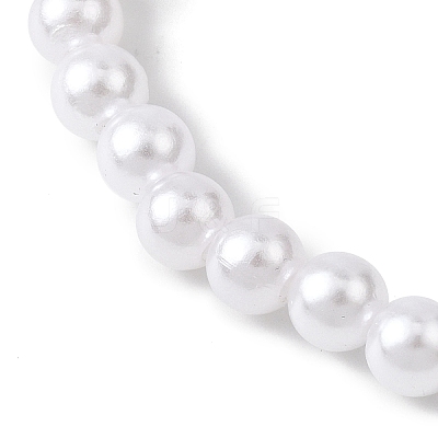 ABS Plastic Imitation Pearl & Handmade Porcelain Beads Bracelets BJEW-JB12837-1