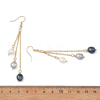 Natural Cultured Freshwater Pearl Tassel Dangle Earrings EJEW-JE07381-01-1