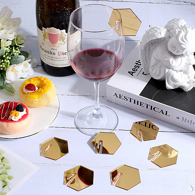 Acrylic Mirror Wine Glass Charms AJEW-SC0002-53C-01-1