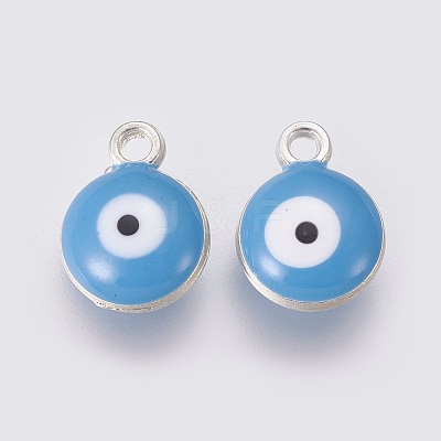 Double-sided Platinum Plated Alloy Enamel Charms LS-ENAM-WH0046-B05-1
