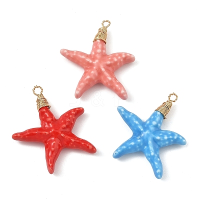 Bright Glazed Porcelain Pendants PALLOY-JF05934-1
