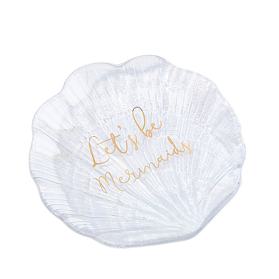 Shell Shape Glass Jewelry Plates DJEW-WH0058-09-1