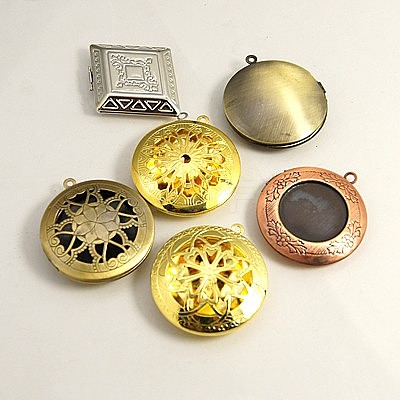 Brass Locket Pendants KK-MSMC002-M5-1