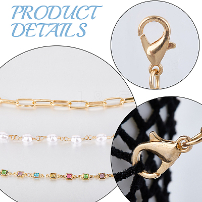 1 Set 3 Styles Iron Hat Chain with Lobster Claw Clasp HJEW-CN0001-31C-1