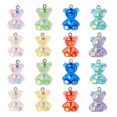 32Pcs 8 Colors Transparent Resin Pendants RESI-DC0001-47-1