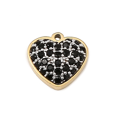 304 Stainless Steel Micro Pave Cubic Zirconia Charms STAS-I356-04G-06-1
