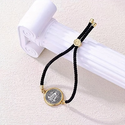 Alloy with Nylon Rope Slider Bracelets BJEW-Z156-02G-02-1