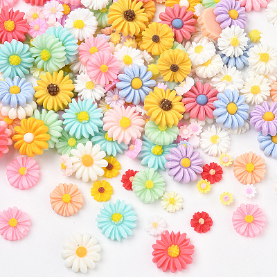 200Pcs 7 Styles Opaque Resin Cabochons RESI-SP0001-31-1