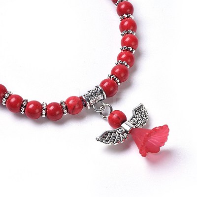Dyed Synthetic Turquoise Beads Stretch Bracelets BJEW-JB04222-04-1