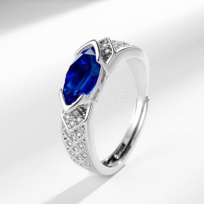 Horse Eye Brass Micro Pave Cubic Zirconia Finger Rings FS-WG116FD-06-1