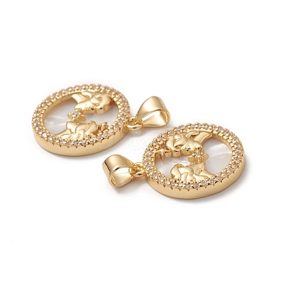Rack Plating Brass Shell Pendants KK-D087-25G-11-1