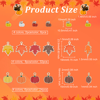 12 Style Autumn Theme Alloy Enamel Pendants ENAM-OC0001-14-1