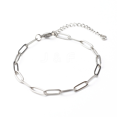 Tarnish Resistant 304 Stainless Steel Paperclip Chains Bracelet BJEW-JB06524-02-1