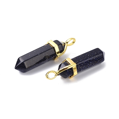 Synthetic Blue Goldstone Pointed Pendants G-G025-01G-25-1
