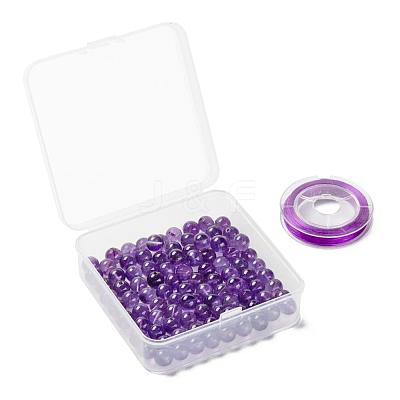 100Pcs 8mm Natural Amethyst Round Beads DIY-LS0002-40-1