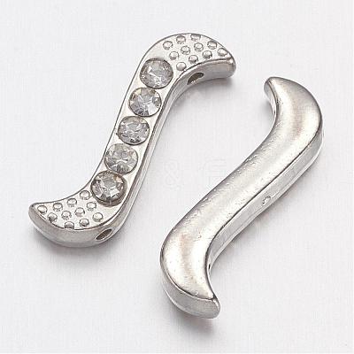 Alloy S-Shape Rhinestone Spacers Bars ALRI-H003-1-1